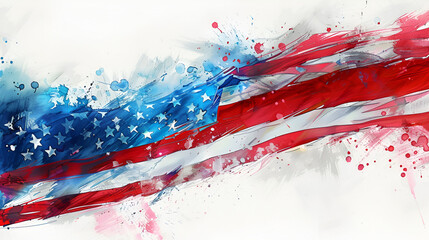 Copy Space American flag on white background, Memorial Day Generative AI - obrazy, fototapety, plakaty