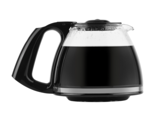 Filled coffee pot isolated against a white background