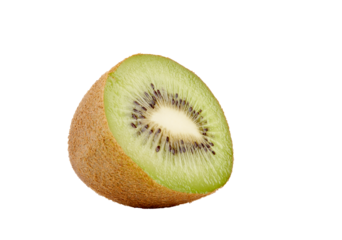 Kiwi cut in half on white