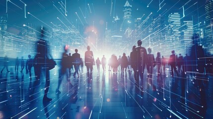 Group of multinational people and technology. Digital Digital technology concept, Group of multinational people in modern lifestyle, System engineering. Ai generated for ads