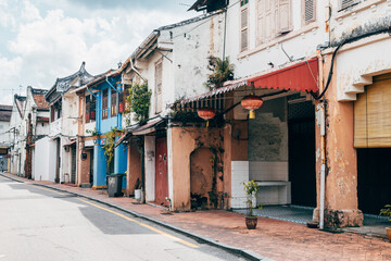 Fototapeta na wymiar street view of malacca colonial town