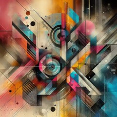  Dynamic Geometric Forms in Bold Neon Hues - Abstract Art Background.