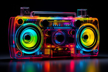 Neon-Lit Boombox