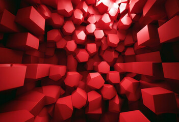 3d rendering of red abstract geometric background. Scene for advertising, technology