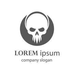 spooky human head skull logo design