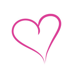 Hand drawn cute heart retro sketch. Isolated Doodle Outline Heart Illustration. Valentine's Day or Love Concept. Heart Sketch Design. Pink heart sticker can be used in all types of design.