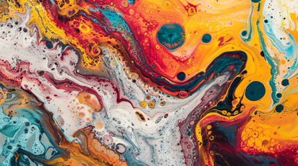Marble ink paint abstraction. Closeup image. Colorful