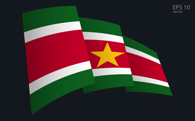 Waving Vector flag of Suriname. National flag waving symbol. Banner design element.
