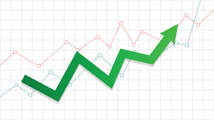 green arrow bussiness graph stock market arrow growing pointing up on economic boom chart icon trending upwards financial board rises forex profit