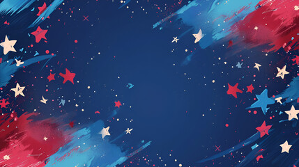 Celebration of Happy Memorial Day USA with Stars and Flowers with Blue background, Generative Ai - obrazy, fototapety, plakaty