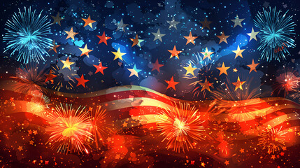 Fototapeta na wymiar American fireworks design for 4th of July Independence Day in the USA, Generative AI