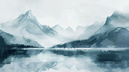 Mountain water color light gray background ..