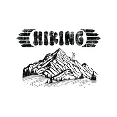 Hiking  t-shirt design black and white
