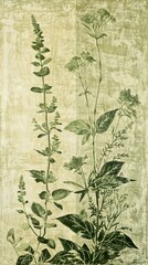 plants on a kraft texture background