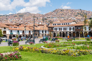 street view of cusco inka town, peru	 - obrazy, fototapety, plakaty