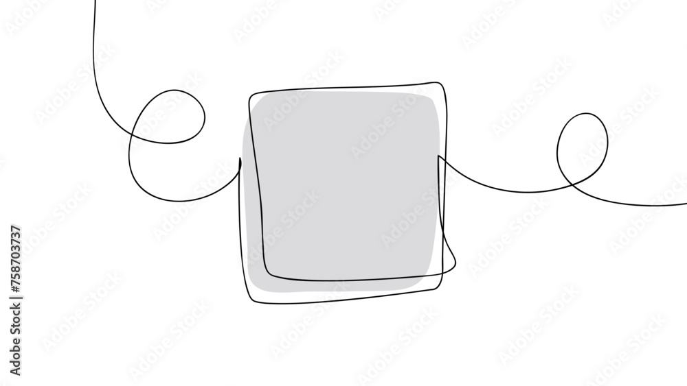 Poster square frame. line art. continuous black line. hand drawn sketch outline. vector illustration.