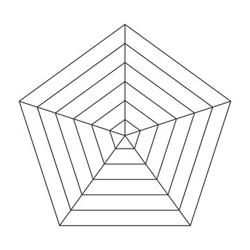 Pentagon and hexagon chart , for 5 point radar or spider diagrams. for visualizing data with structured graph approach. Flat vector illustration isolated on white background.