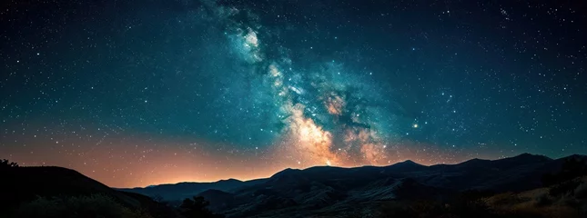 Foto op Canvas Milky Way night mountain © Eyepain