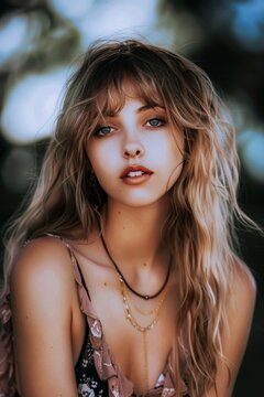 Beautiful Woman in the Nostalgia 90s and 2000s Retro Vintage Summer Style - Summer Feelings Girl Background created with Generative AI Technology