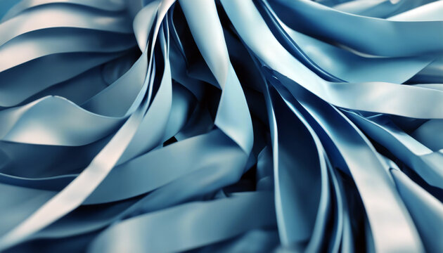 wavy modern wallpaper macro render ruffles background folded 3d blue ribbons layers fashion abstract