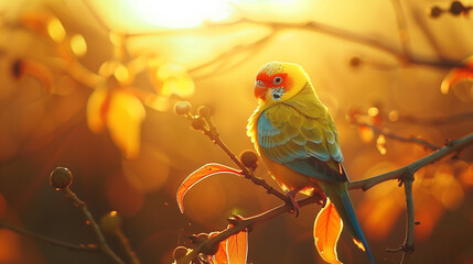 red and yellow parrot - obrazy, fototapety, plakaty
