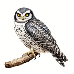Naklejka premium Northern Hawk Owl Clipart Clipart isolated on white background