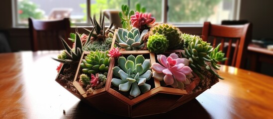 Pentagonal Succulent Display on Table