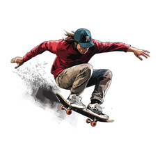 Skateboarder doing tricks on a half-pipe at a skatepa