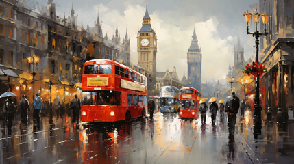 Oil painting  City View of London ..