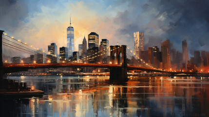 Oil Painting  City View of New York ..   5