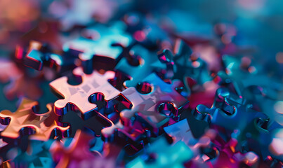 Dropshipping puzzle affiliate marketing pieces fitting together, Generative AI