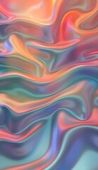 Iridescent wavy fabric with holographic hues. Futuristic gradient background. - 758710156