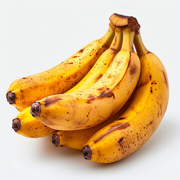 Bunch of fresh bananas on white isolated background - AI generated image