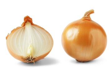 Yellow Onion, Fresh and Natural. Isolated on White Background with Clipping Path for Easy Cut-Out