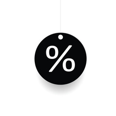 Hanging style percentage icon design. Discount shopping tag icon in flat style. Discount hanging label.