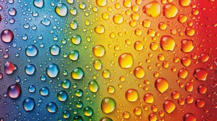 Water drops on a rainbow background
