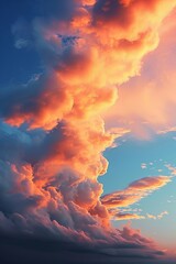 Sky at sunset, sky at sunrise, clouds, orange clouds cirrus clouds, cumulus clouds, sky gradient, sky background at dusk, twilight, nightfall, pink sky, pink clouds, sun, environment, Generative AI 