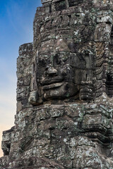 Fototapeta premium Ancient Bayon temple complex in the center of Angkor Thom in Cambodia.