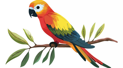 Beautiful parrot cartoon illustration on white background