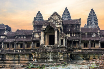 Ancient temple complex in honor of the god Vishnu Angkor Wat in Cambodia.