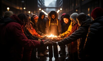 People Holding Lit Candle