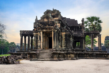 Ancient temple complex in honor of the god Vishnu Angkor Wat in Cambodia.