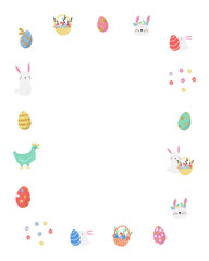Happy Easter frame. Cute holiday border. Vector hand drawn illustration.