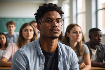 Obraz premium Fokussierter Student in einer Vorlesung an der Universität