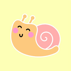 Vector Image Of A Snail Posing With A Smile On A Background For Children
