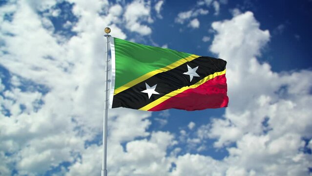 Saint Kitts and Nevis Realistic Waving 4k