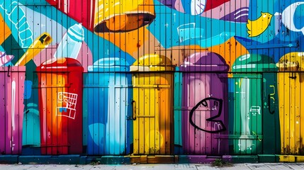 Colorful Urban Art, Vibrant Street Mural Celebrating Diversity
