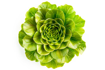 Batavia lettuce isolated on white background. Fresh green salad leaves from garden - obrazy, fototapety, plakaty