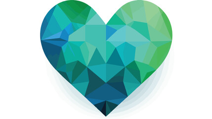 Naklejka na ściany i meble Blue green heart isolated on white background. 