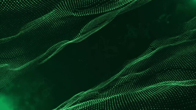 Field Dots Green Backgrounds Loop animation, abstract cinematic background  